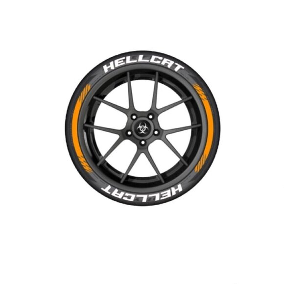 8 PCS For 4 Tire Wheel Sticker Orange HELLCAT In-One-Piece 3D Tire Letter SRT - Picture 1 of 1
